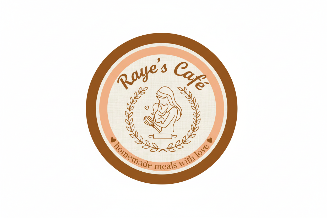 Raye's Cafe Logo - Caramel Background